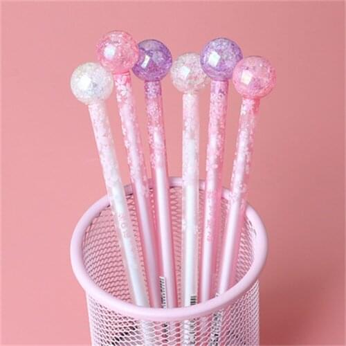 1pc Kawaii Round Ball Cherry Blossom Gel Pen Full Needle Pen Cute Student Office Writing Pretty Stationery School Supplies