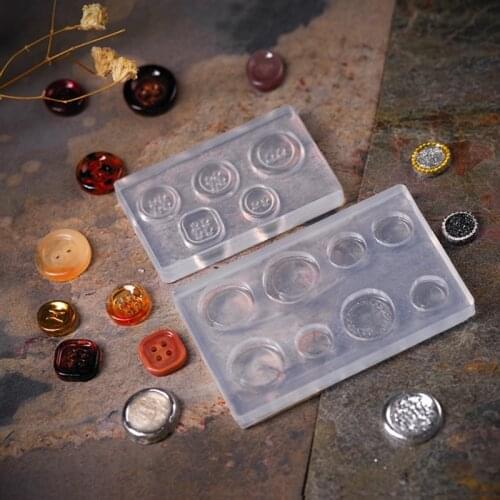 Button Buckle Casting Silicone Mould Crystal Epoxy Resin Mold DIY Crafts Plaster Clay Candle Casting Tools
