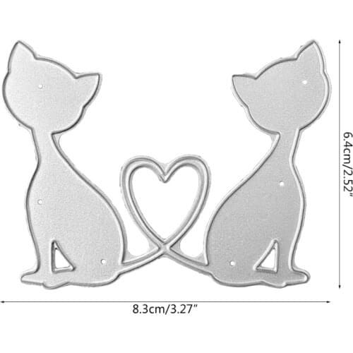 Cats Metal Cutting Dies Stencil Scrapbooking DIY Album Stamp Paper Card Mold Embossing Decoration P15D