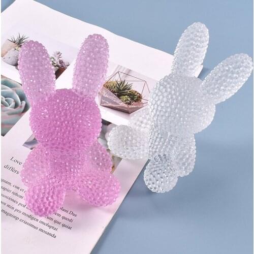 Creative 3D Diamond Bear Bunny Art DIY Scented Candle Craft Home Decoration Silicone Mold Aromatherapy Plaster Epoxy Resin Tool