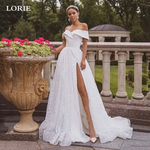 LORIE Sweetheart Lace Princess A Line Side Split Boho Corset Bridde Dresses Vestido de noiva Lace Up Back Wedding Gowns