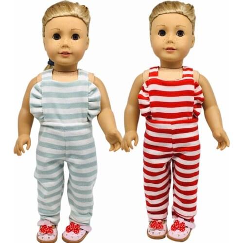 New Pattern Fashion Striped Jumpsuit Fit 18 Inch American&43cm Baby New Born Doll Clothes Accessories,Girls Toys