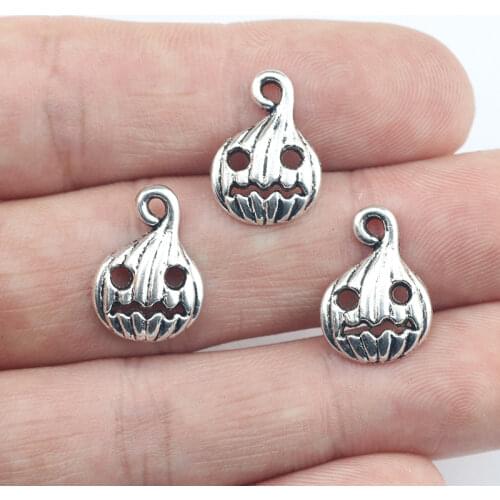 Newest 20Pieces 12*17mm Mixed Alloy Antique Silver Color Pumpkin Face Charms Bracelet Pendant Accessory For DIY Jewelry Making
