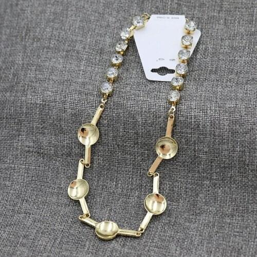 Ydgy new shiny Rhinestone lock bone chain concave metal necklace goddess accessories
