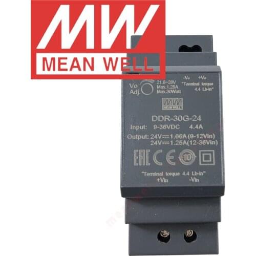 Original Mean Well DDR-30G-12 Din Rail Type DC-DC Converter meanwell 12V/2.5A/30W DC to DC Power Supply 9-36Vdc input