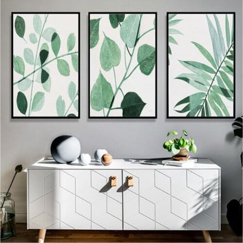 Green Plant Prints Poster Spring Decor Canvas Painting Leaves Nordic Home Decoration Pictures for Bedroom Frameless Wall Art