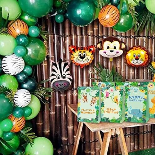 24Pcs Gift Treat Bags Safari Goodie Bags Jungle Party Favors Candy Bags with Stickers Safari Themed Birthday Party Supplies