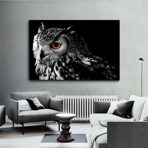 Black and White Owl Canvas Painting Posters and Prints Animal Pictures for Living Room Home Decoration Canvas Art High Quality