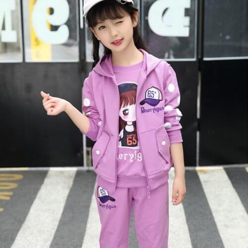 Girls 6 to 14 years old children sports leisure spring three - piece suit kids clothes baby girl clothes suits for girls