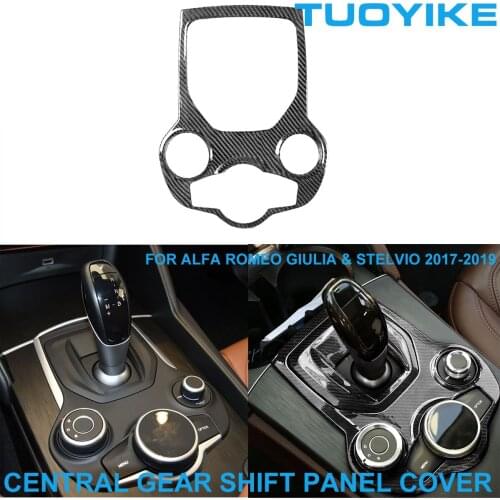 LHD RHD Car Styling Real Carbon Fiber Central Console Gear Shift Panel Trim Cover Stick For Alfa Romeo Giulia Stelvio 2017-2019