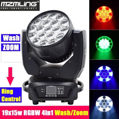 19x15w Led RGBW 4in1 Wash/Zoom Light DMX512 Moving Head Light Professional DJ /Bar /Party /Show /Stage Light LED Stage Machine