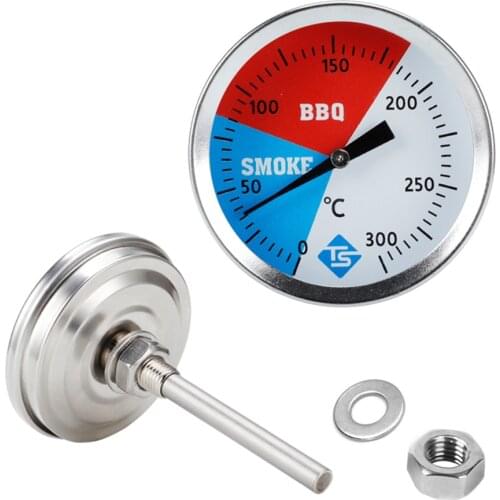 Grill Thermometer BBQ Smoker Kitchen Bakeware Oven Temperature Gauge Stainless Steel for Household Kitchen Outdoor Camp Tool