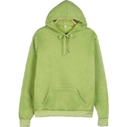 Unisex Autumn Solid Color Long Sleeve Hoodie Pocket Drawstring Loose Sweatshirt Casual Women Tops