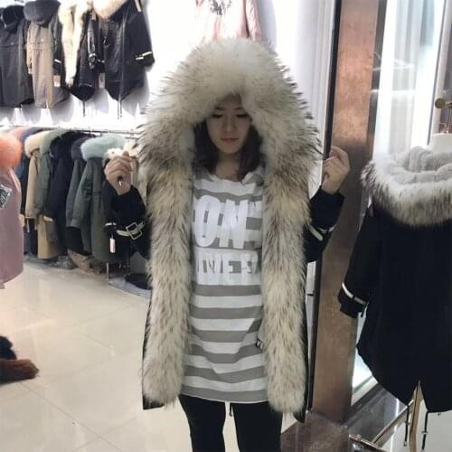 Streetwear natural Rabbit fur lining fox fur collar hood warm thick parkas Detachable Winter Jacket new fashion warm lining