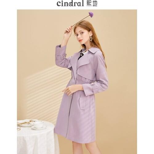 Spring 2021 New Style Purple Windbreaker Womens Mid-length, Small, Waisted, Thin, Temperament Popular Jacket
