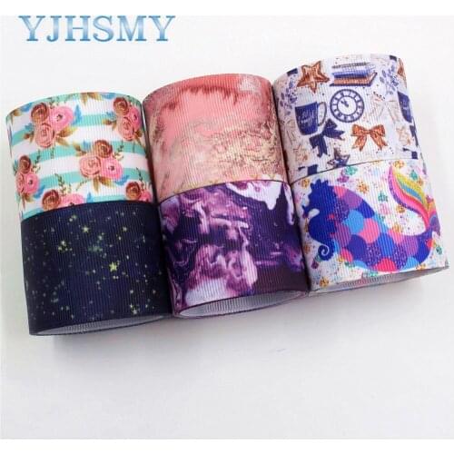 YJHSMY I-19225-477,38mm 5yards Cartoon Thermal transfer Printed grosgrain Ribbons,bow cap DIY handmade accessories decorations