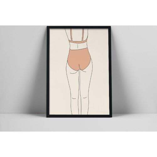 Woman Figure Art Print | Neutral Wall Art | Female Butt Line Art | Minimal Line Drawing Print | Body Line Illustratoman Warm Col