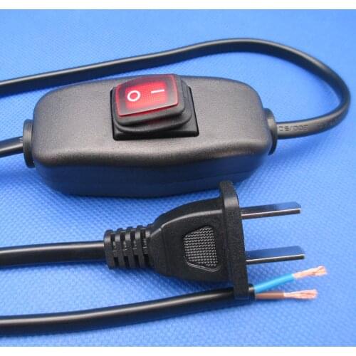 1pcs dustproof waterproof switch 2 pins plug wire with indicator light bedside table lamp lighting appliance rocker switch 10A