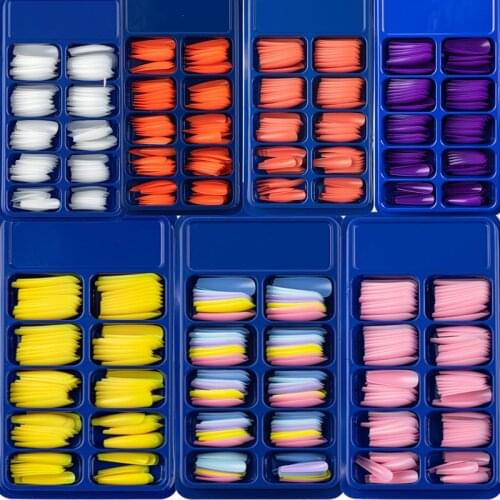 100pcs / box Candy Color Ballet Nail Manicure Fake Coffin Nail Manicure Skills Long Nail Full Cover Manicure Fake Nail Manicure