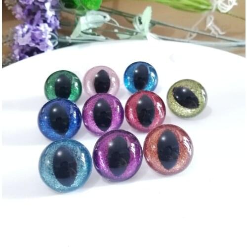 100pcs/lot 25mm plastic clear safety toy cat eyes + glitter Nonwovens + hard washer for plush doll findings color option