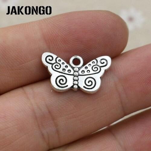 20pcs Butterfly Charm Antique Silver Plated Pendants for Bracelet Jewelry Accessories Making DIY Handmade 20x12mm