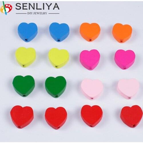20Pcs/Lot Pick Color Natural Wooden Beads Heart Shape Smoot Wood Beads for Jewelry Making DIY Pacifier Clip Accesories Wholesale