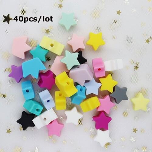 40Pcs Crown Stars Pearl Silicone Beads Baby Toys Mini Heart Shape Teething Necklace Bead Bracelet DIY Loose Beads Baby Products