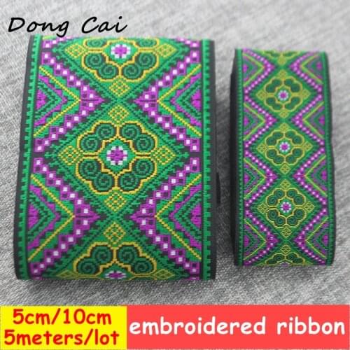 5m/lot wide 5-10cm African Lace Fabric Ribbon for Stage dress curtain sofa DIY Clothes Bag Accessories Embroidered Fabric Ribbon