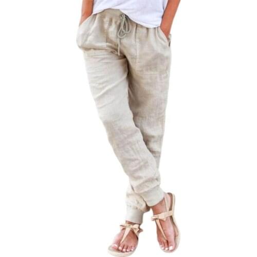 80% Dropshipping!!Casual Women Pants Sweat Absorbent Pockets Solid Color Elastic Waist Drawstring Trousers for Daily Life