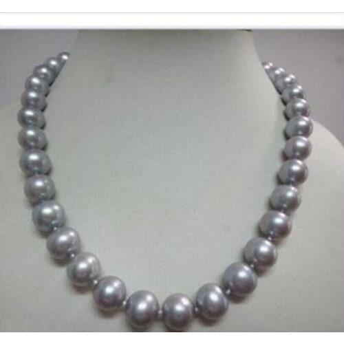 AAA 10-11mm south sea silvergrey pearl necklace 18inch 14K KKK