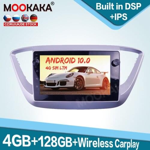 128GB Carplay Android 10.0 Car Multimedia Player for Hyundai Solaris 16-18 Auto Radio GPS Navigation Audio Stereo Head Unit DSP