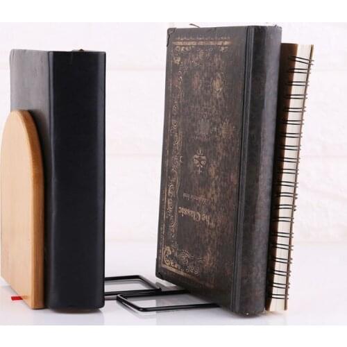 Nature Bamboo Desktop Organizer Office Home Bookends Book Ends Stand Holder Shelf Bookrack