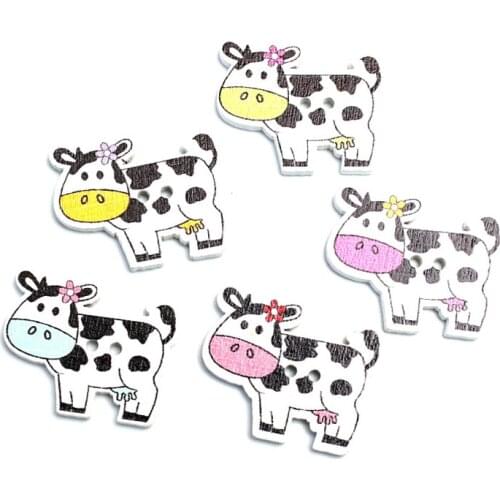 50pcs 26x22mm Mixed Cow Wooden Buttons For Clothes Needlework Scrapbooking Crafts Diy Sewing Accessories Wood Decoration