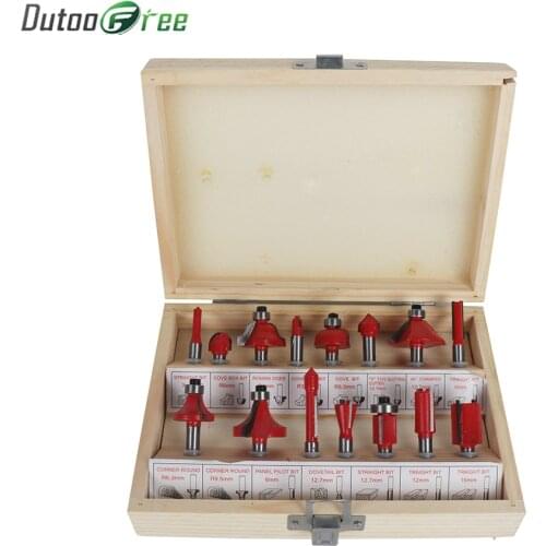 Dutoofree Shank Tungsten Carbide Router Bit Set Wood Woodworking Cutter Trimming Knife Forming Milling Wood Case ox dremel tool