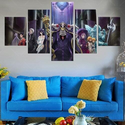 Hd print 5 piece OVERLORD Anime Poster Wall art canvas Paintings for living home Bedroom Decor Frame ready hang