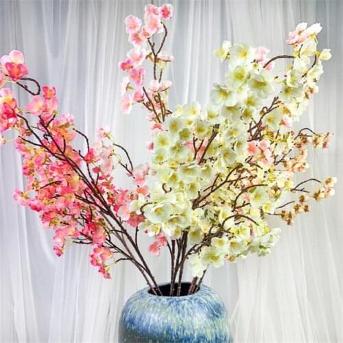 5pcs Artificial Silk Cherry Blossom Branches Faux Cherry Sakura Tree Stems for Wedding Centerpiece Floral Decorative Flowers