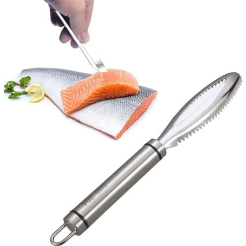 Stainless Fish Scales kitchen accessorie Scraping Graters Fast Remove Fish Cleaning Peeler Scraper Fish bone tweezers tool gadge