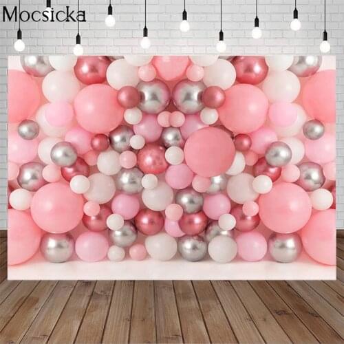 Newborn Birthday Pink Balloon Backdrop Balloon Wall Child Portrait Cake Smash Photography Background Decor Props Photo Studio