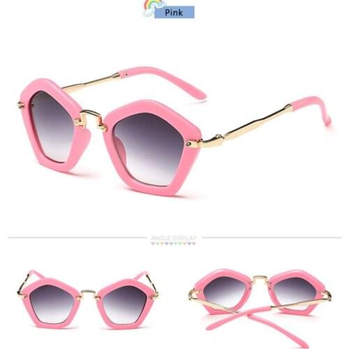 KRMDING fashion Metal frame polygon sunglasses children sunglasses children baby sun beach sunglasses UV400 boy girl baby Gog