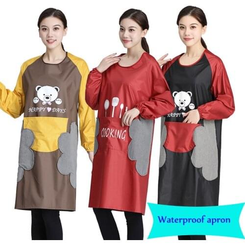 Waterproof Cartoon Color Cooking Kitchen Apron For Woman Men Chef Waiter Cafe Shop BBQ Hairdresser Aprons Bibs Kitchen Accessory