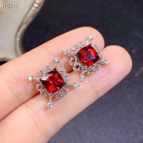 Best Gift Real Natural Garnet Earring Natural And Real Garnet Earring 925 sterling silver Fine jewelry Garnet Earring
