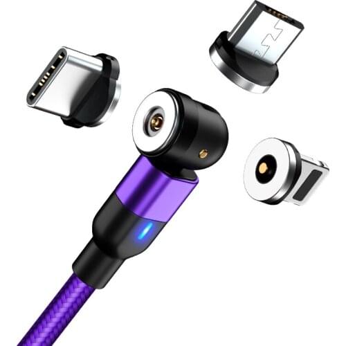 Magnetic usb cable led indicator nylon braided charge cable type c cable micro usb cable mobile phone accessories