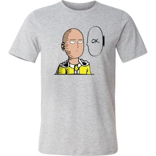 Men T-Shirt One Punch Man Saitama Sensei Japan Anime Cotton Short Sleeve T-shirt 2019 Summer Top tee Casual O-Neck Male Tshirt