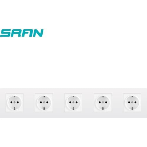 SRAN 430mm*86mm eu plug wall power socket home multi-frame black /white / gold flame retardant PC panel sockets