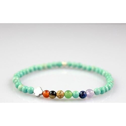 Newest 7 Chakra Bracelet Green Natural Stone Bracelet Healing Yoga Jewelry for Women and Men Gift