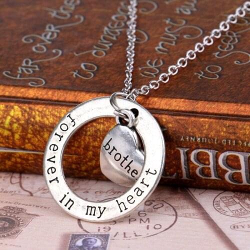New Arrival Hot Heart Fashion Brother Silver Plated Love Hot Jewelry Forever Pendant Necklace Family Gifts Party Charm