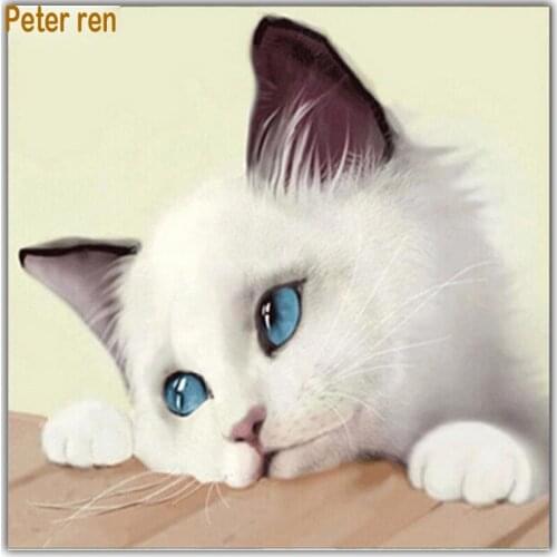 Peter ren Diamond painting cross stitch DIY Diamond embroidery Animal cat Square&Round diamond mosaic Full image Sleeping kitte