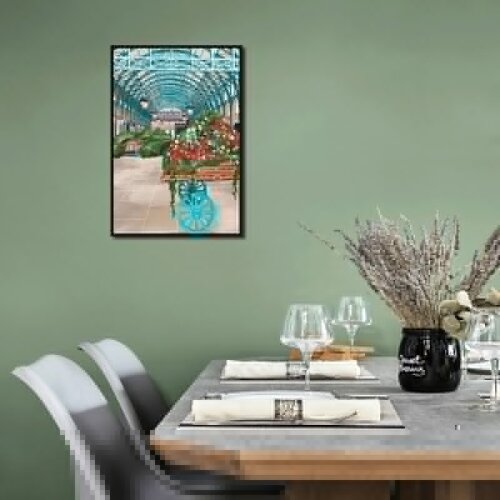 Poster Card Wall Stickers Room Decoration Accessories Outskirts Greenhouse Planting Flowers Trolley Transport Frameless Painting