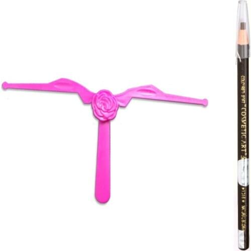 Pink Eyebrow Ruler Positioning Measure Eyebrow Stencil Ruler kit With Pencil For Eyebrow Template Permanent Makeup