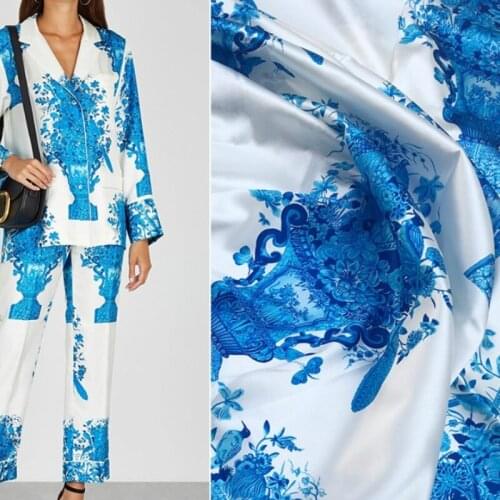 Printed 100% Polyester Stretch Satin Fashion Shirt Handmade Diy Clothing Shirt Brand Fabric Cloth for Dress by Meter